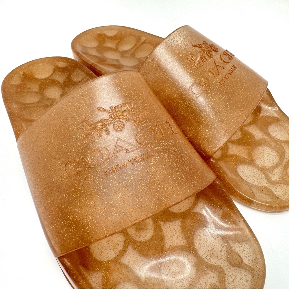 Coach Ulyssa Rubber Slides Dark Gold Jelly Pool Sandals Size 7